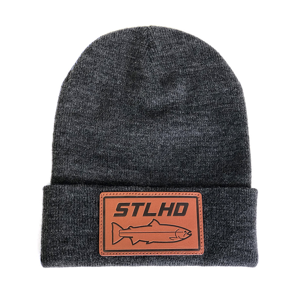 STLHD Rawhide Grey Beanie Knit Hat, front view
