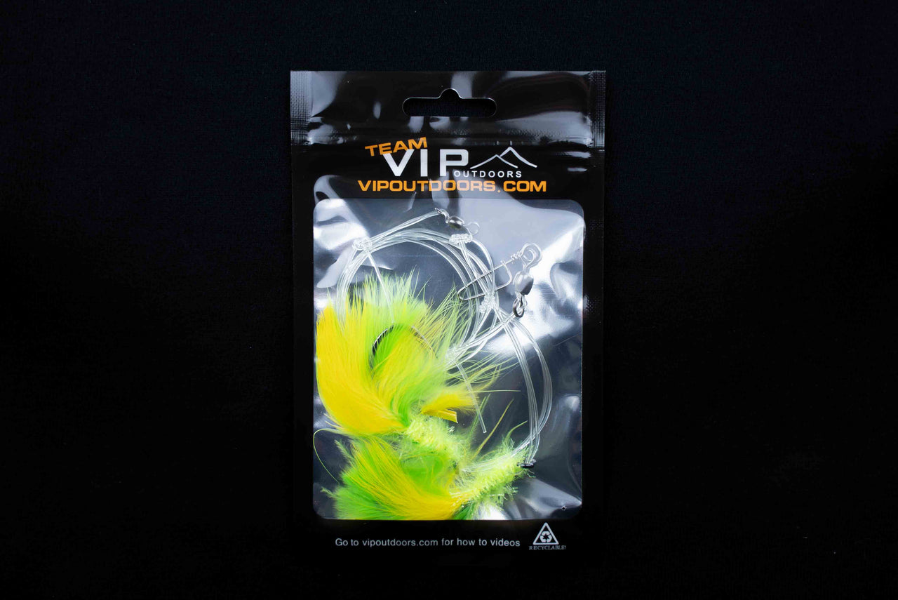VIP Double Hook Shrimp Flies "Yellow/Green" (60lb) - STLHD GEAR 