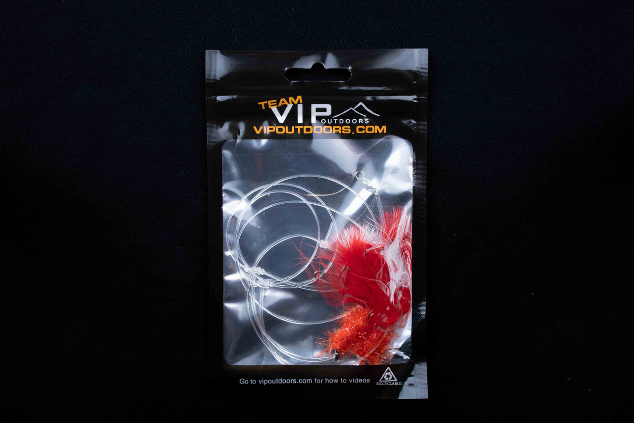 VIP Double Hook Shrimp Flies "White/Red" (60lb) - STLHD GEAR 