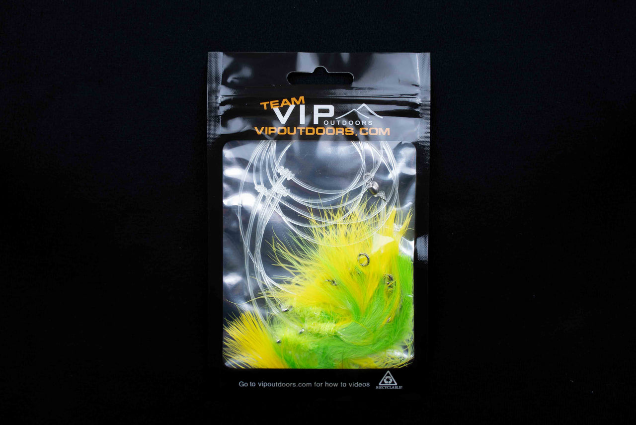 VIP Triple Hook Shrimp Flies "Yellow/Green" (80lb) - STLHD GEAR 