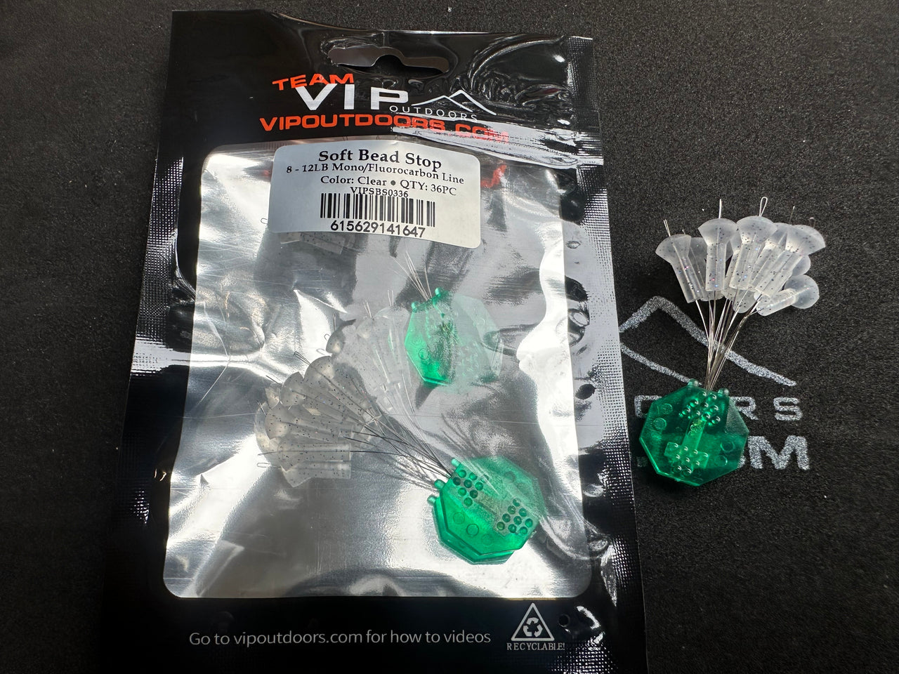 VIP Outdoors Soft Custer/Float Stop (Clear with Glitter) -36 pack - STLHD GEAR 