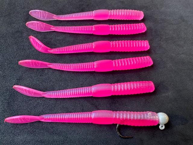 4" (Pearl n Pink) Steelhead Worms (6 Pack) - STLHD GEAR 