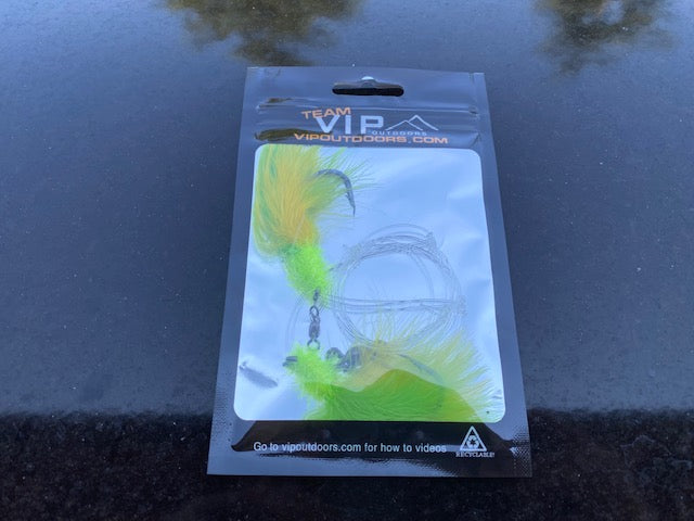 VIP Double Hook Shrimp Flies "Yellow/Green" (60lb) - STLHD GEAR 