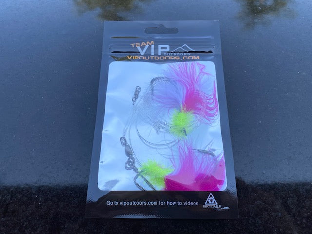 VIP Double Hook Shrimp Flies "Yellow Collar w/ Pink/White" (60lb) - STLHD GEAR 