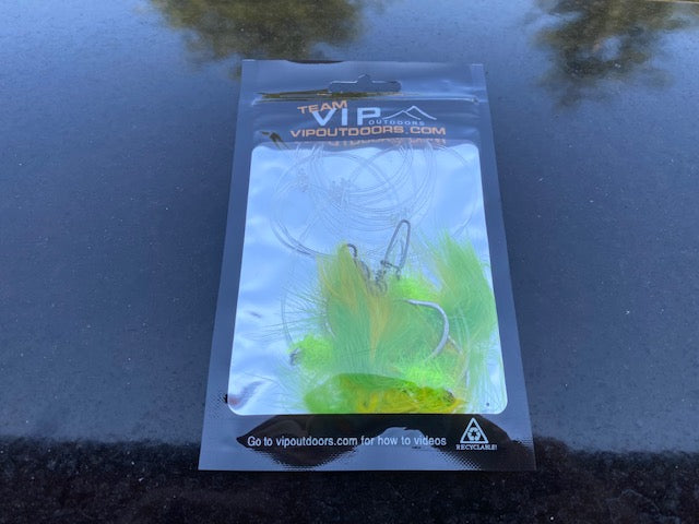 VIP Triple Hook Shrimp Flies "Yellow/Green" (80lb) - STLHD GEAR 