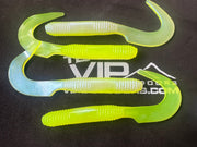 6" "Chartreuse Pearl" Curly Tail - (Single Bait) - STLHD GEAR 