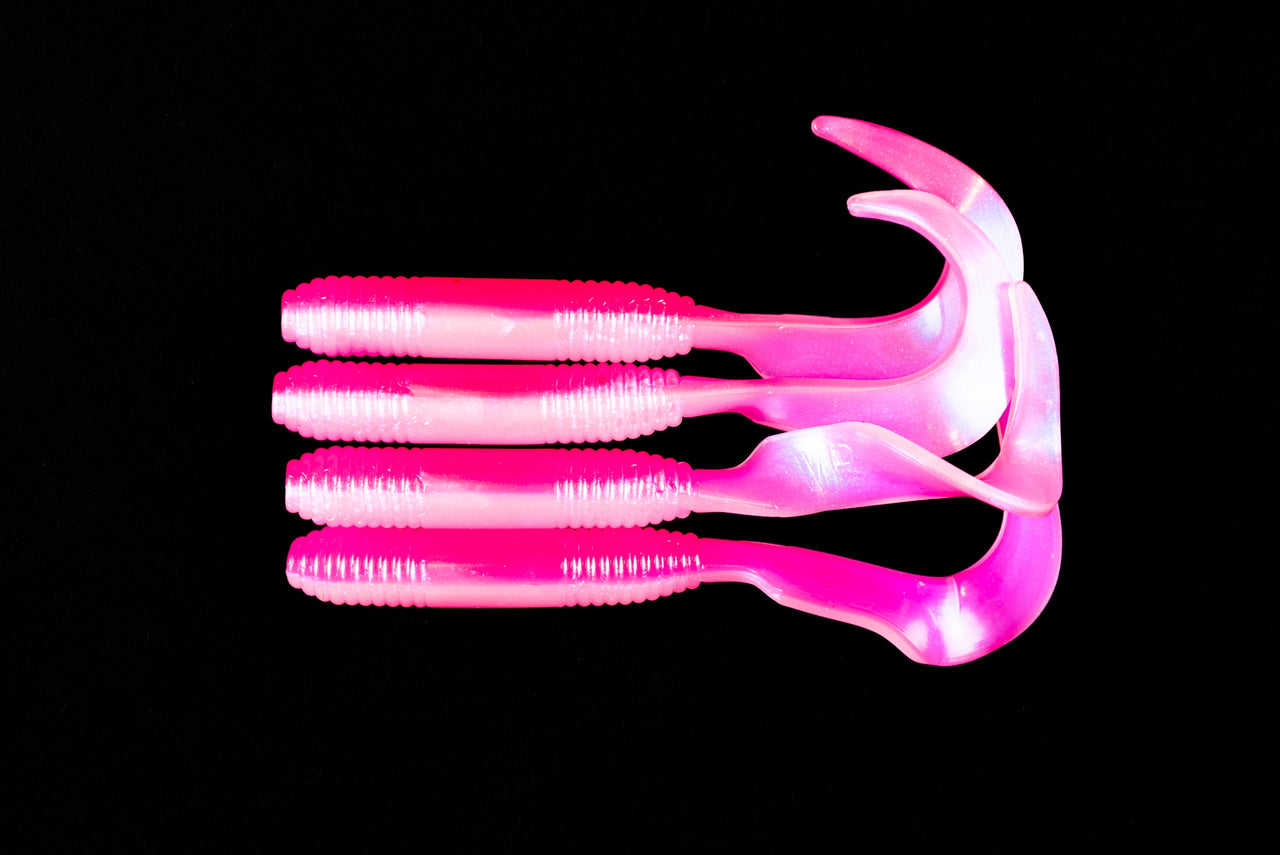 6" "Pink Pearl" Curly Tail - (Single Bait) - STLHD GEAR 