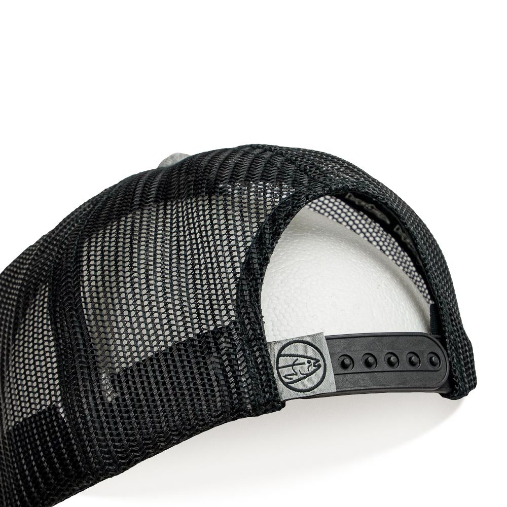 STLHD Chrome Edition Heather Grey/Black Trucker Snapback Hat, side view