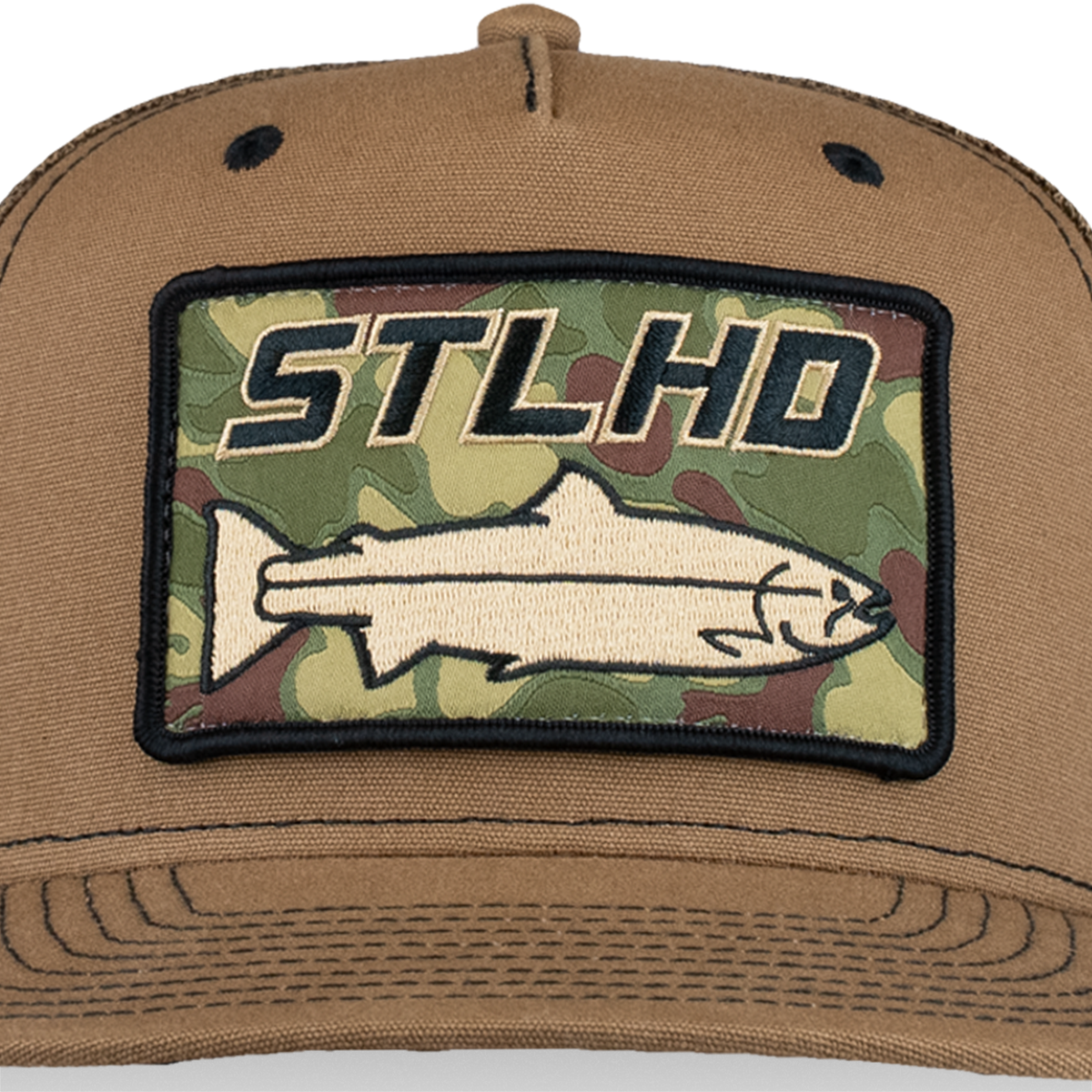 STLHD Hunt Club 5 Panel Trucker, detail view