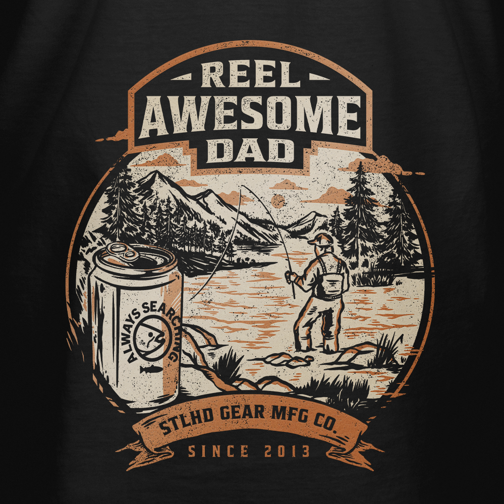 STLHD Men’s Reel Awesome Dad Tee 2026, back view