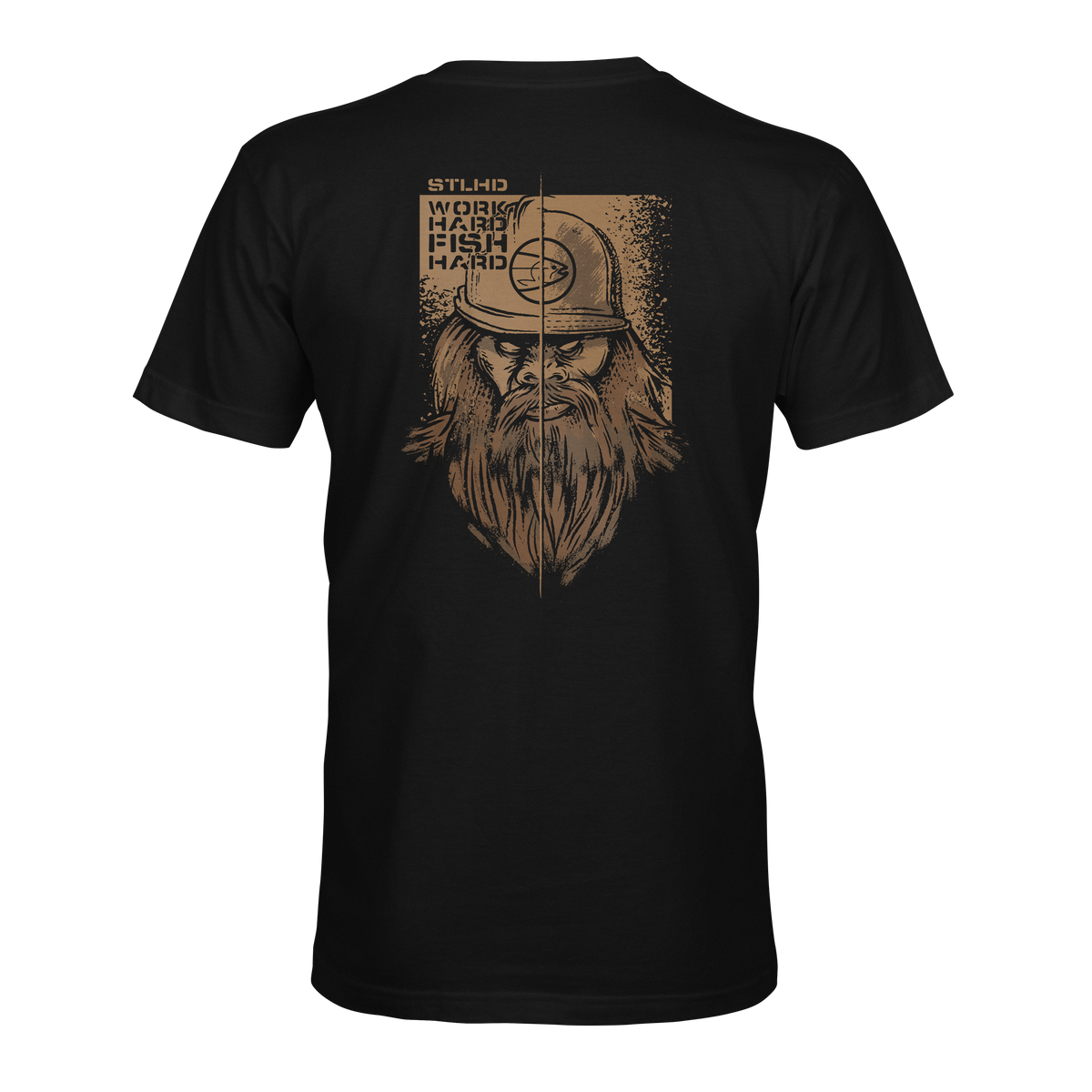 STLHD Men’s Work Hard Fish Hard T-Shirt, front view