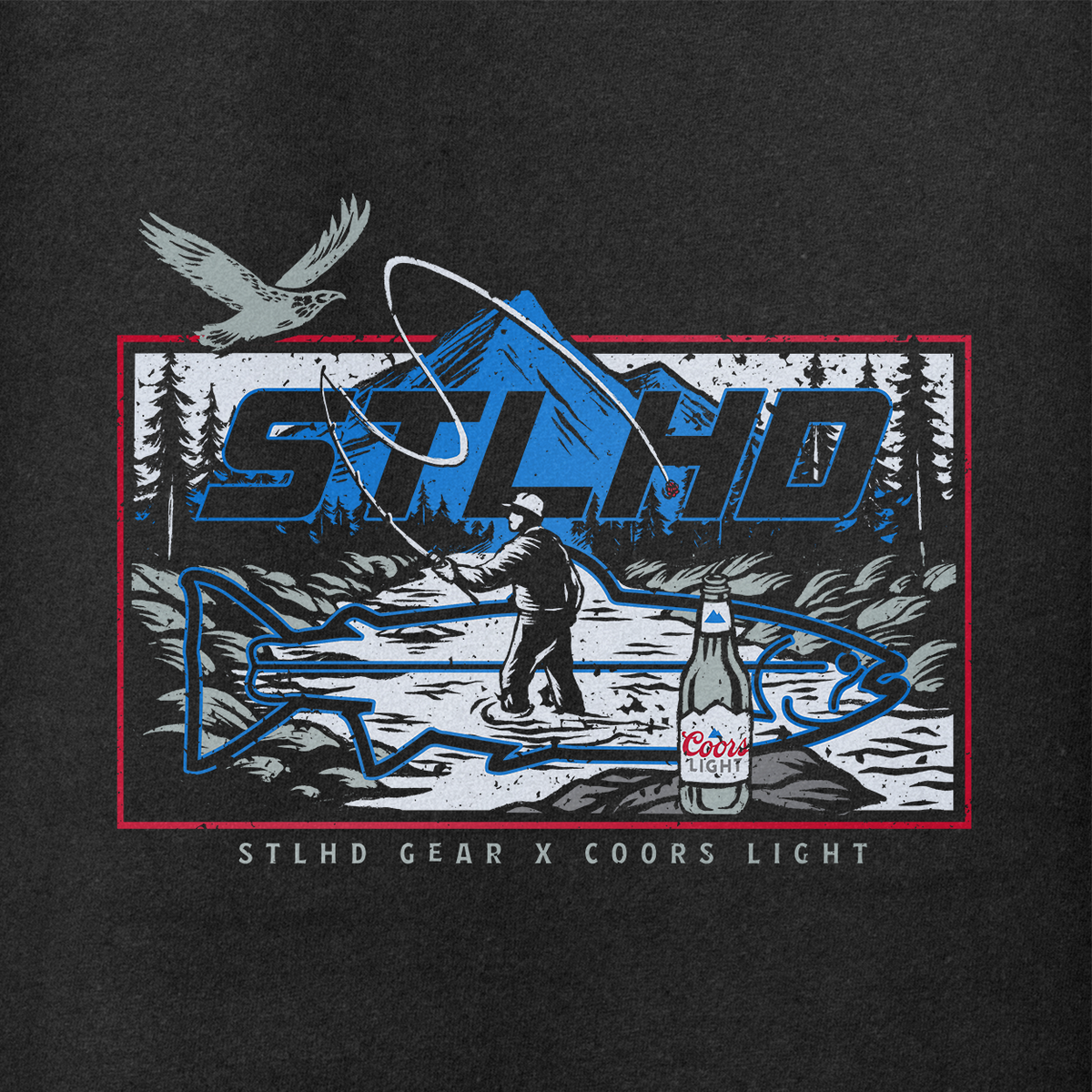 STLHD Men’s X Coors Light Frosty Premium Hoodie, back view