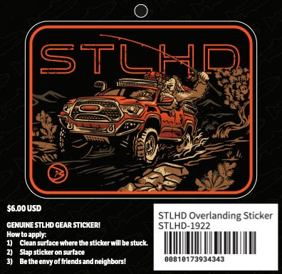 STLHD Overlanding Sticker, front view