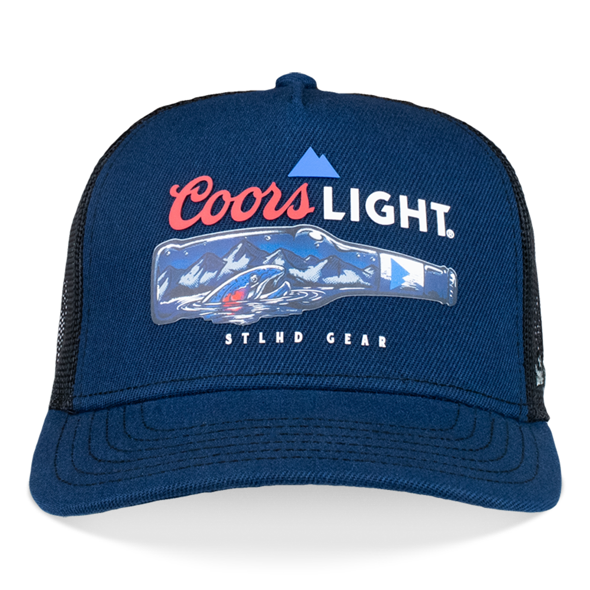 STLHD X Coors Light Bottlescape Trucker, back view