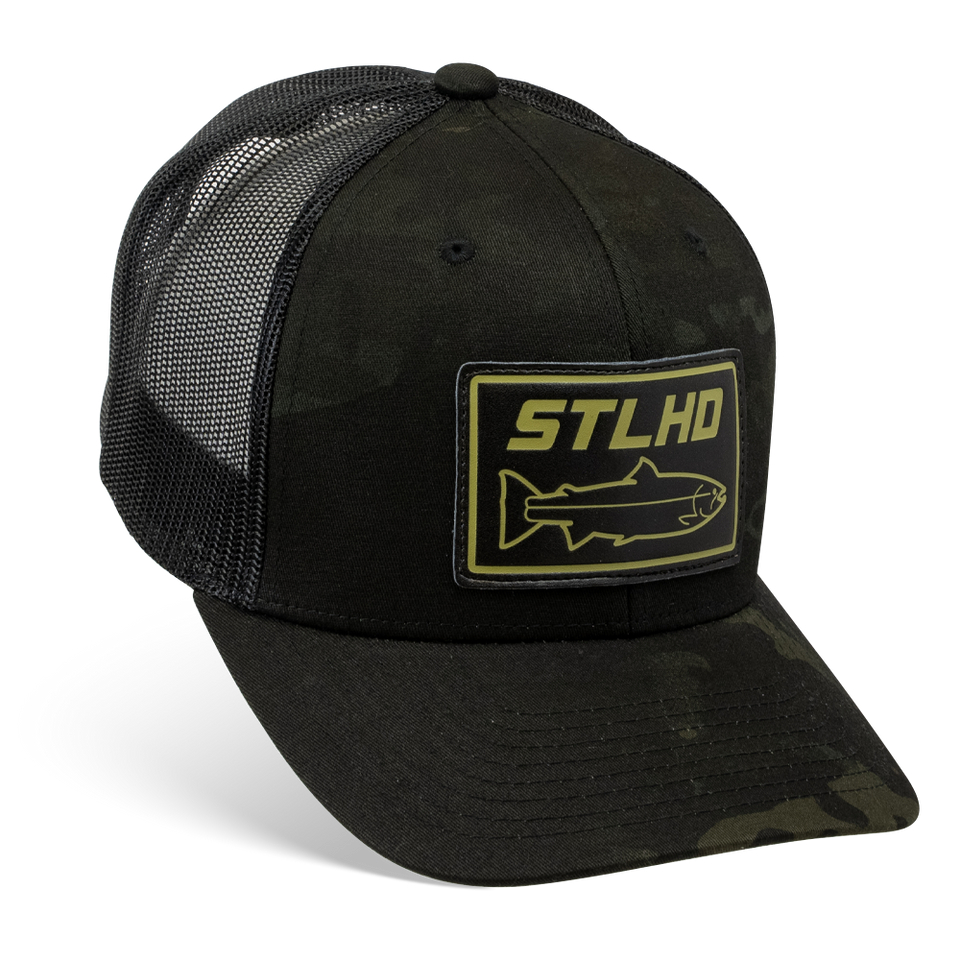 STLHD Men's Black Ops Multicam Black Snapback Trucker Hat