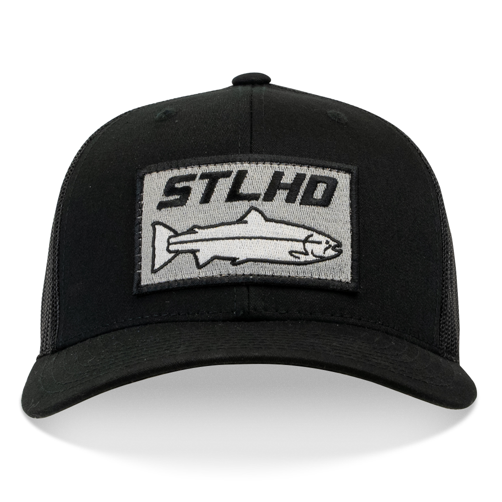 STLHD Chehalis Snapback Black Trucker Hat, back view
