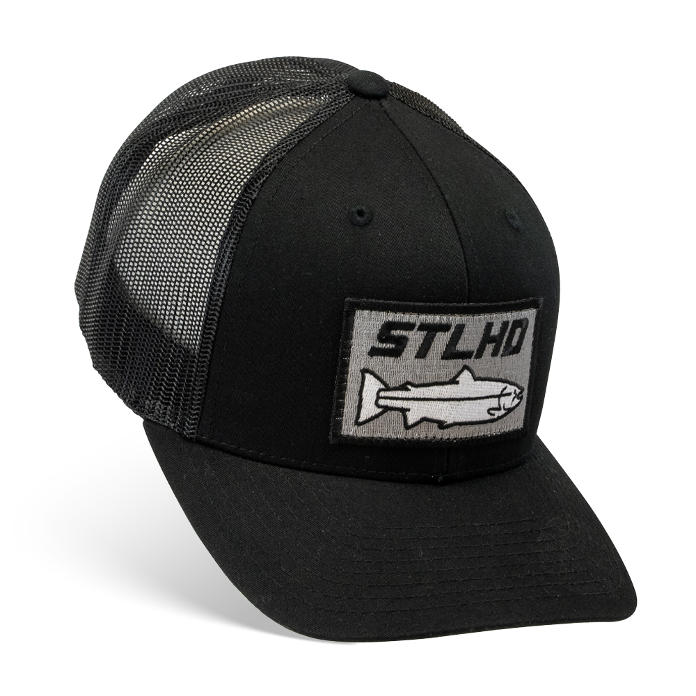 STLHD Chehalis Snapback Black Trucker Hat, front view