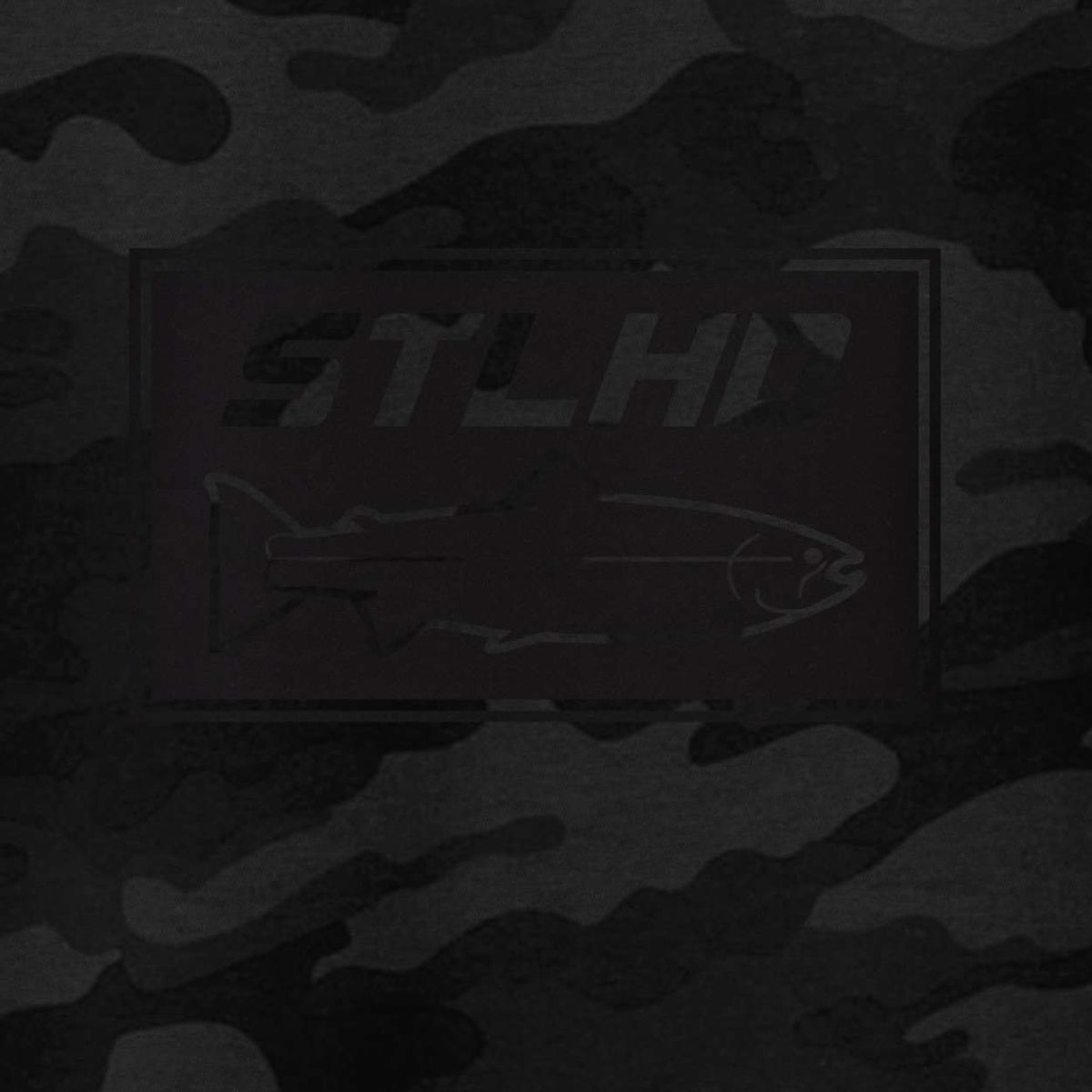 STLHD Men's Black Water Black Camo Standard Hoodie, back view