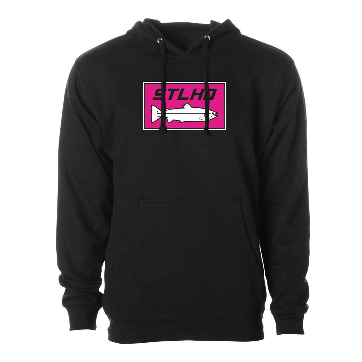 STLHD Men's Neon Pink Black Standard Hoodie, front view