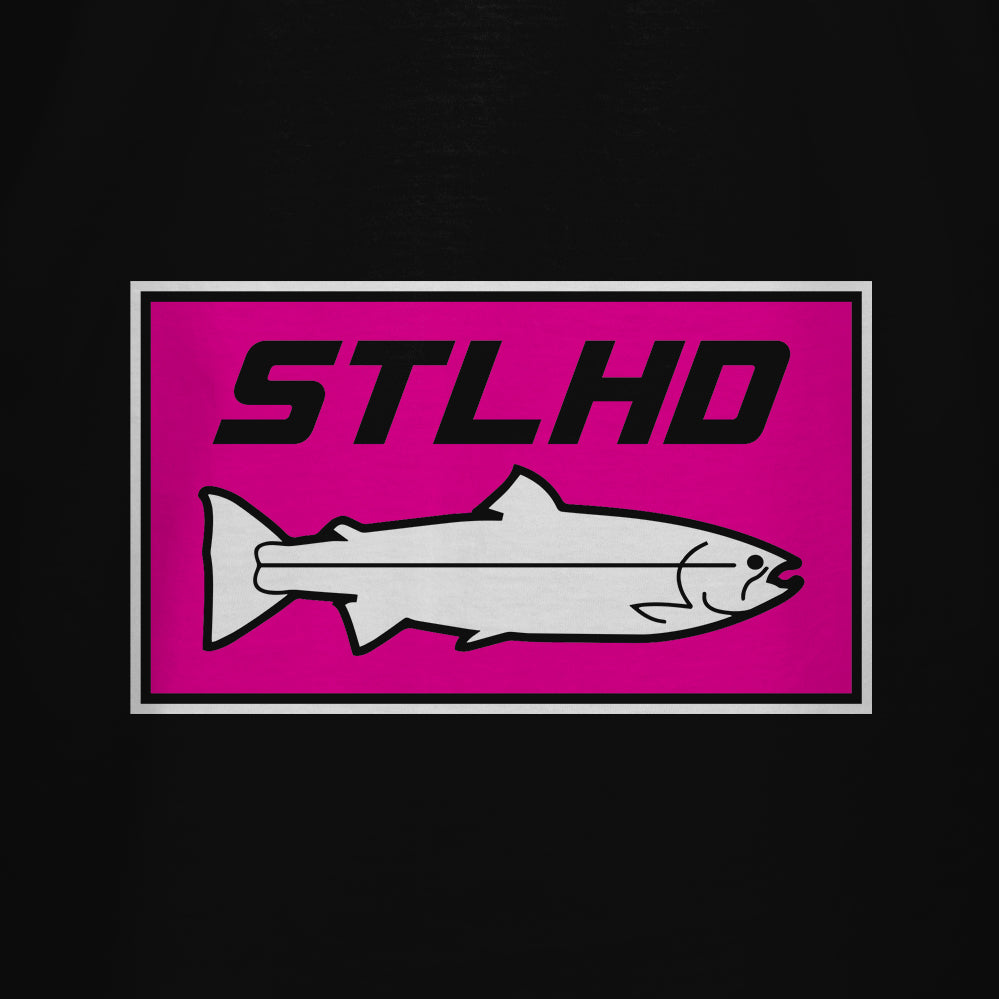 STLHD Men's Neon Pink Black T-Shirt, back view