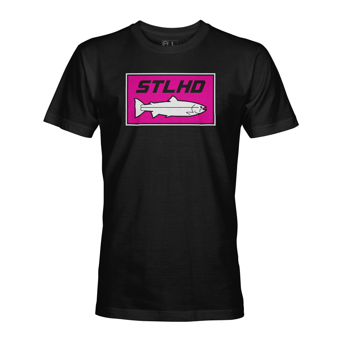 STLHD Men's Neon Pink Black T-Shirt, front view