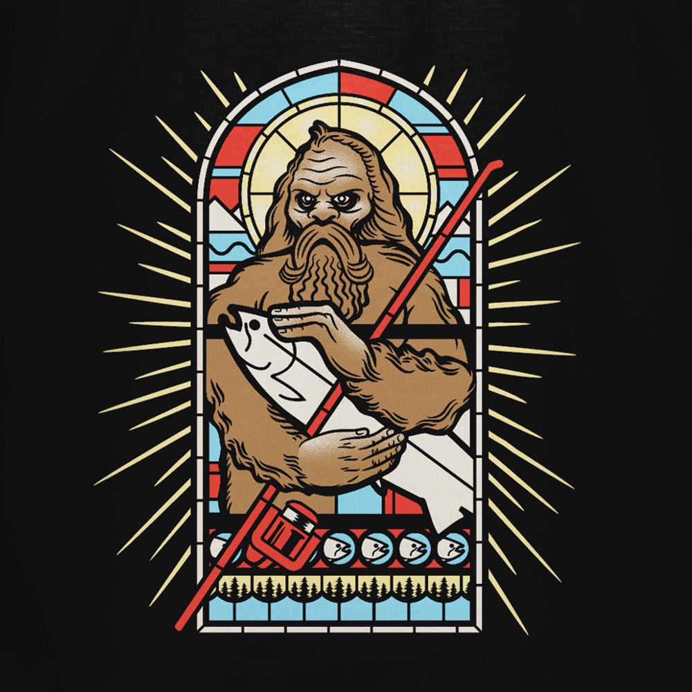 STLHD Men's Saint Sasquatch Black T-Shirt, detail view