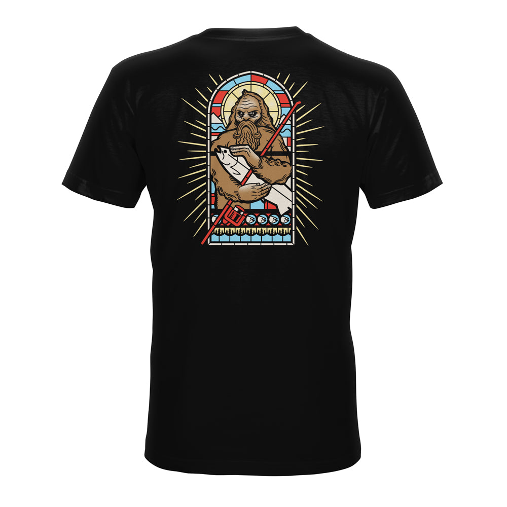 STLHD Men's Saint Sasquatch Black T-Shirt, front view