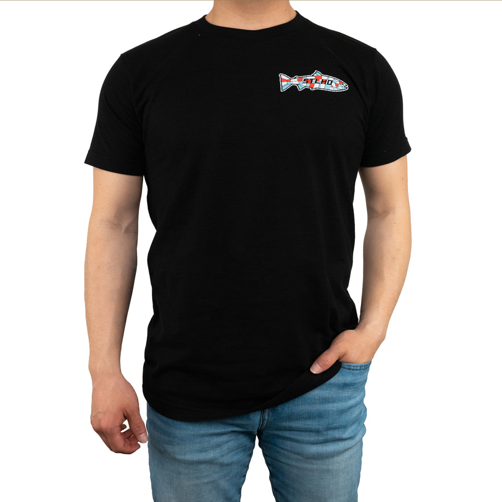 STLHD Men's Saint Sasquatch Black T-Shirt, lifestyle view