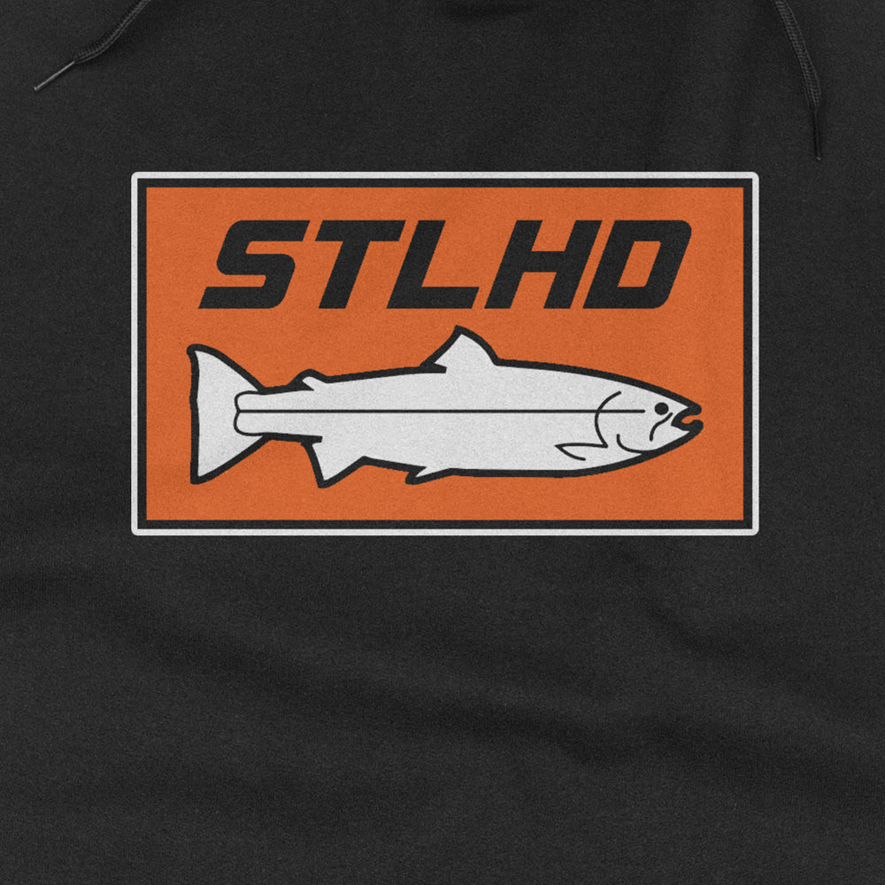 STLHD Men's Standard Logo Black Premium Hoodie, back view