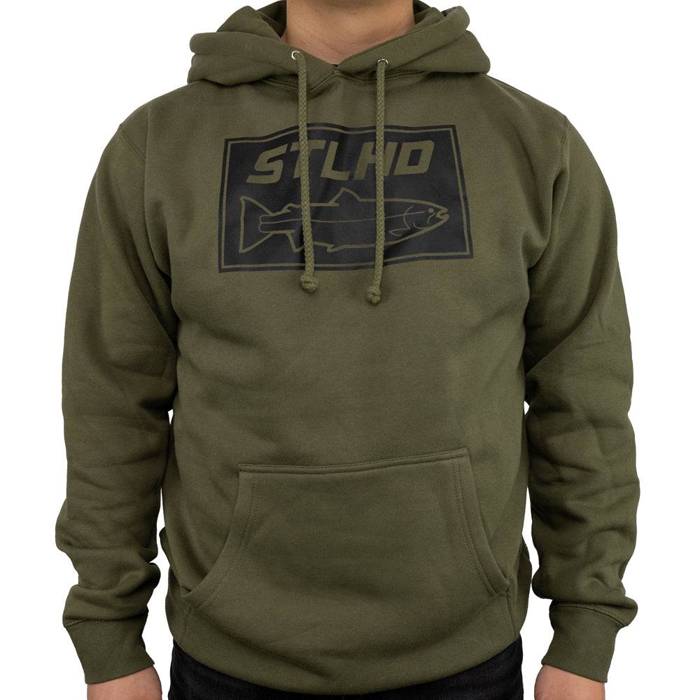 STLHD Men's Tidewater Army Green Premium Hoodie, detail view