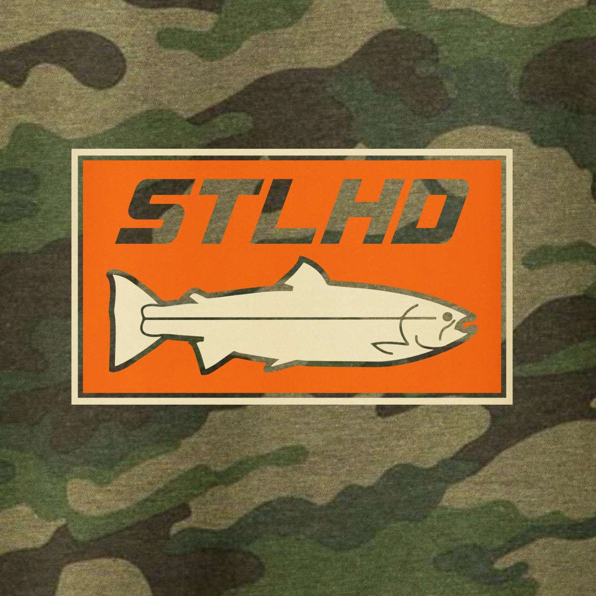 STLHD Men's Woodlands Camo Standard Hoodie, back view