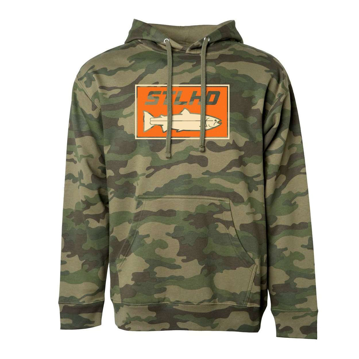 STLHD Men's Woodlands Camo Standard Hoodie, front view