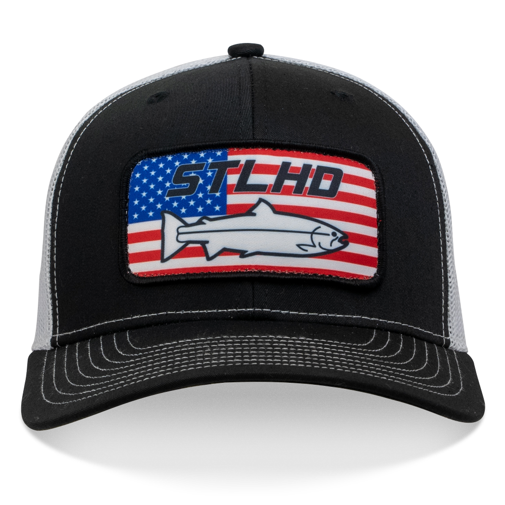STLHD Nation Black/White Trucker Snapback Hat, back view