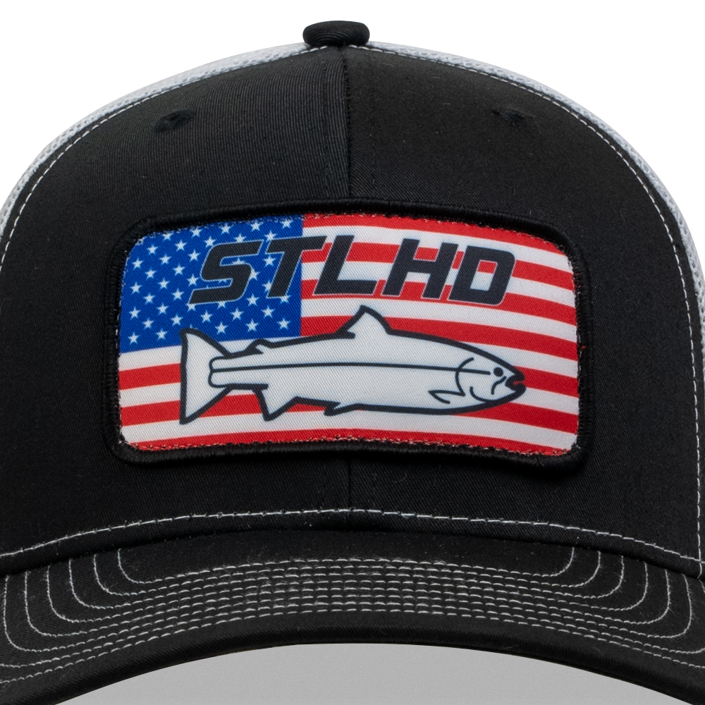 STLHD Nation Black/White Trucker Snapback Hat, detail view