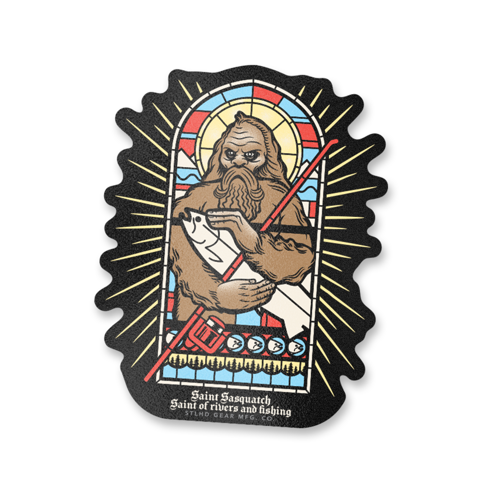 STLHD Saint Sasquatch Sticker - 7" x 5.5", front view