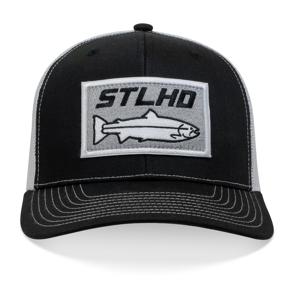 STLHD Winter Ice Black/White Trucker Snapback Hat, back view